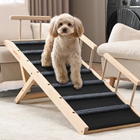 Dog Ramp, Folding Pet Ramp For Bed, Adjustable Dog Ramp For Small, Large, Old Dogs & Cats, Wooden Pet Ramp With 47.2' Long Ramp, Adjustable From (Option: Multicolor)