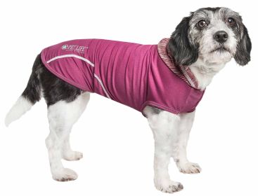 Pet Life Active 'Pull-Rover' Premium 4-Way Stretch Two-Toned Performance Sleeveless Dog T-Shirt Tank Top Hoodie (Color: Maroon, size: X-LARGE)